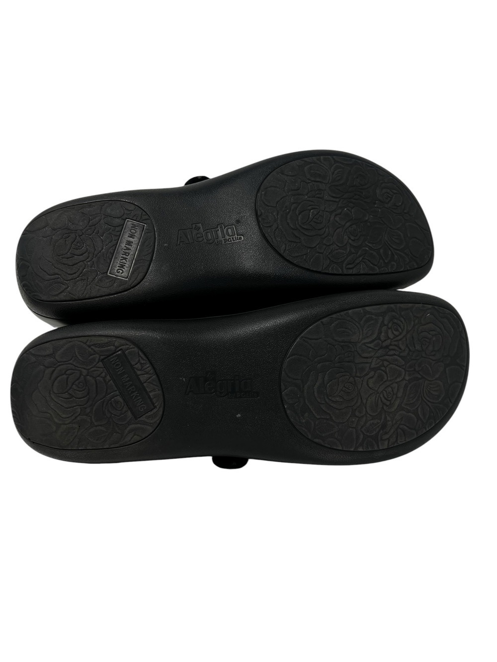 Alegria Black Embossed Floral Mary Jane Flats with Strap - Picture 7 of 9